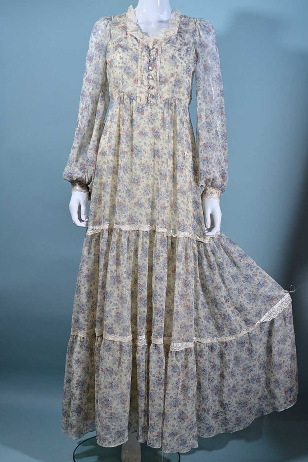 Vintage 70S Prairie Maxi Dress, Cottagecore Flora… - image 4