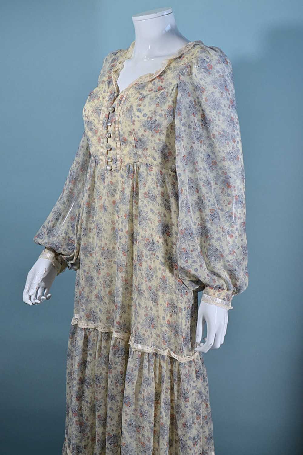 Vintage 70S Prairie Maxi Dress, Cottagecore Flora… - image 6