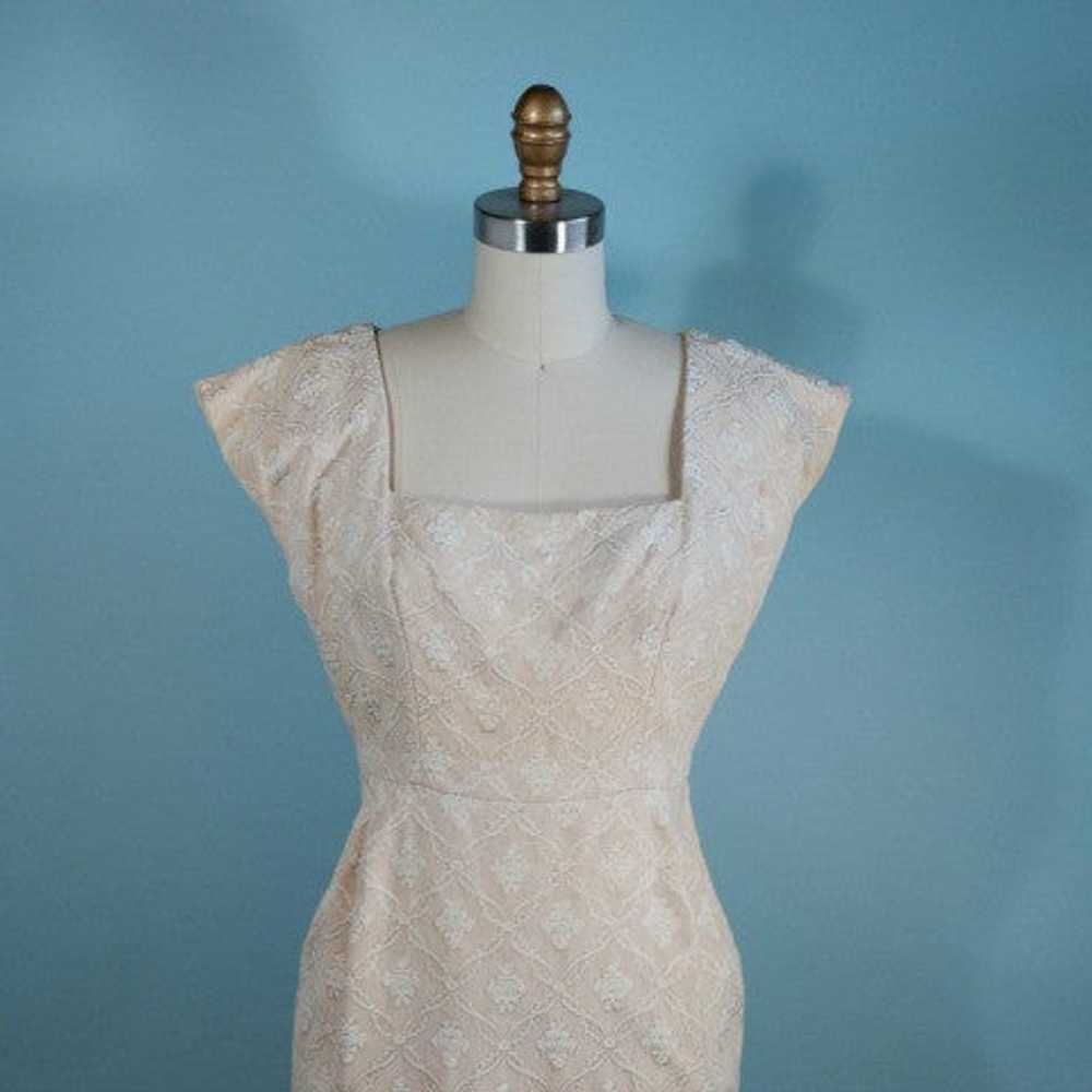 Vintage 50s Fitted Wiggle Dress + Removable Peplu… - image 11