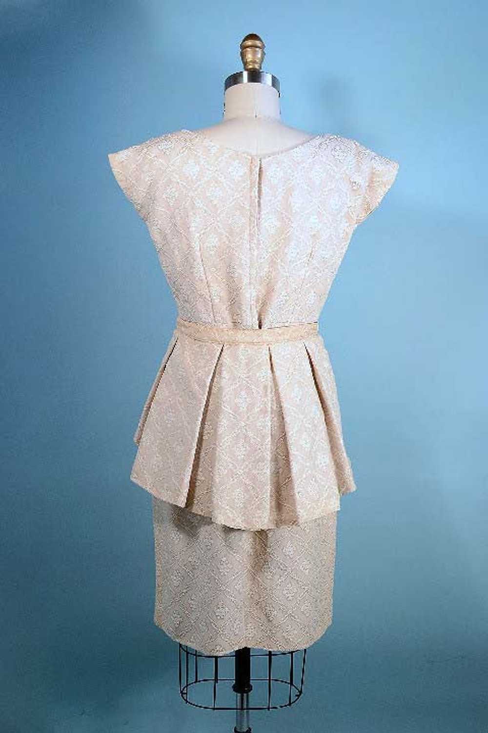 Vintage 50s Fitted Wiggle Dress + Removable Peplu… - image 7
