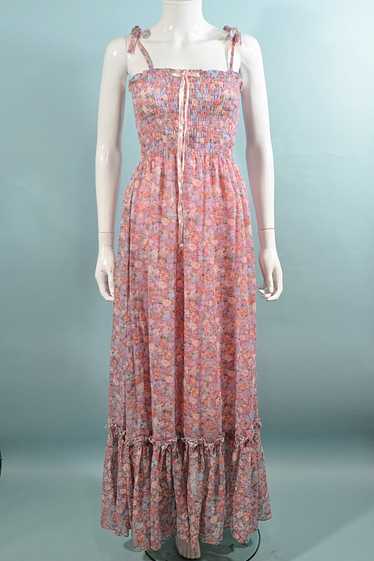 Vintage Floral Maxi Dress, Cottagecore Prairie Hip