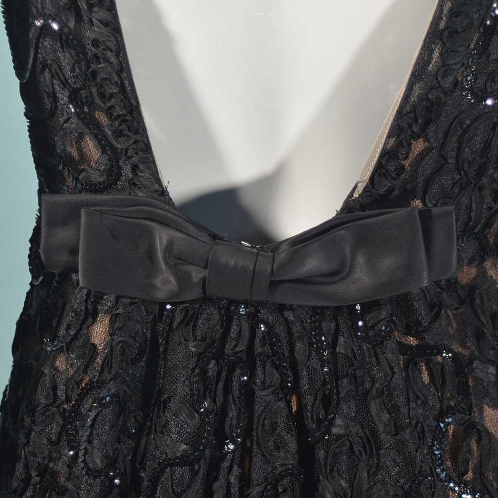 1960s Black Lace Sequin Dress, Soutache Ribbon De… - image 8