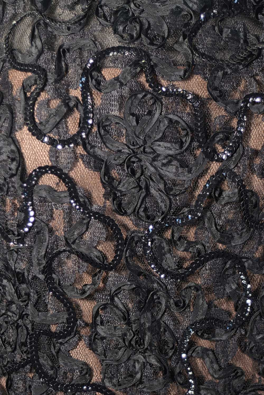 1960s Black Lace Sequin Dress, Soutache Ribbon De… - image 9