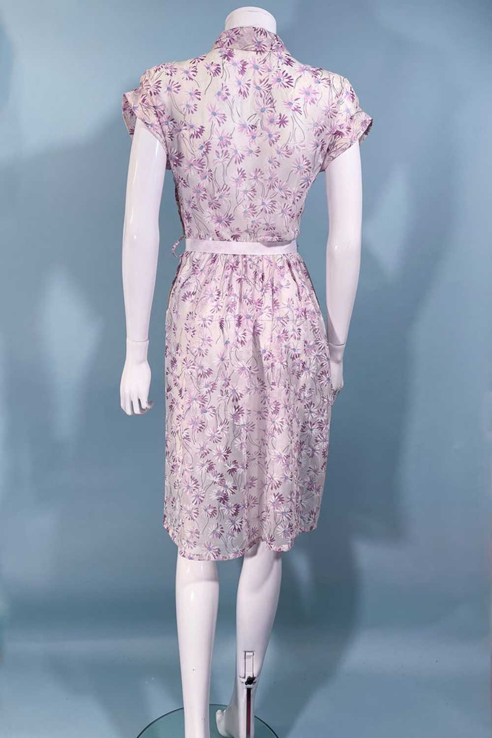 VTG 40s Sheer Floral Dress, Pussy Bow/Peter Pan C… - image 9