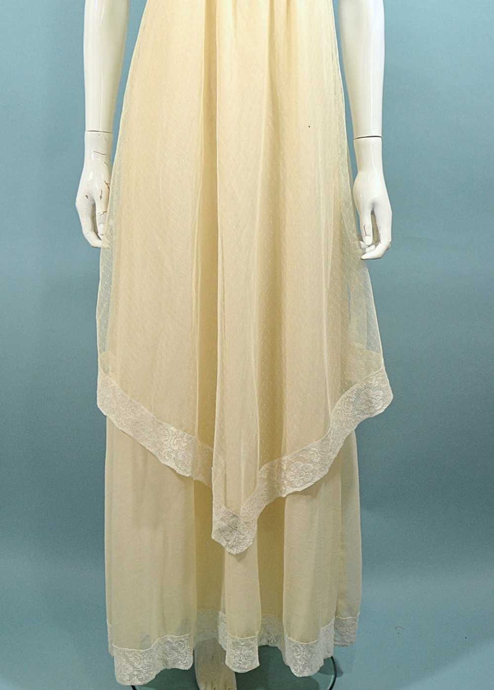 Vintage Cream Sheer Lace Maxi Dress, 20s Style Co… - image 10