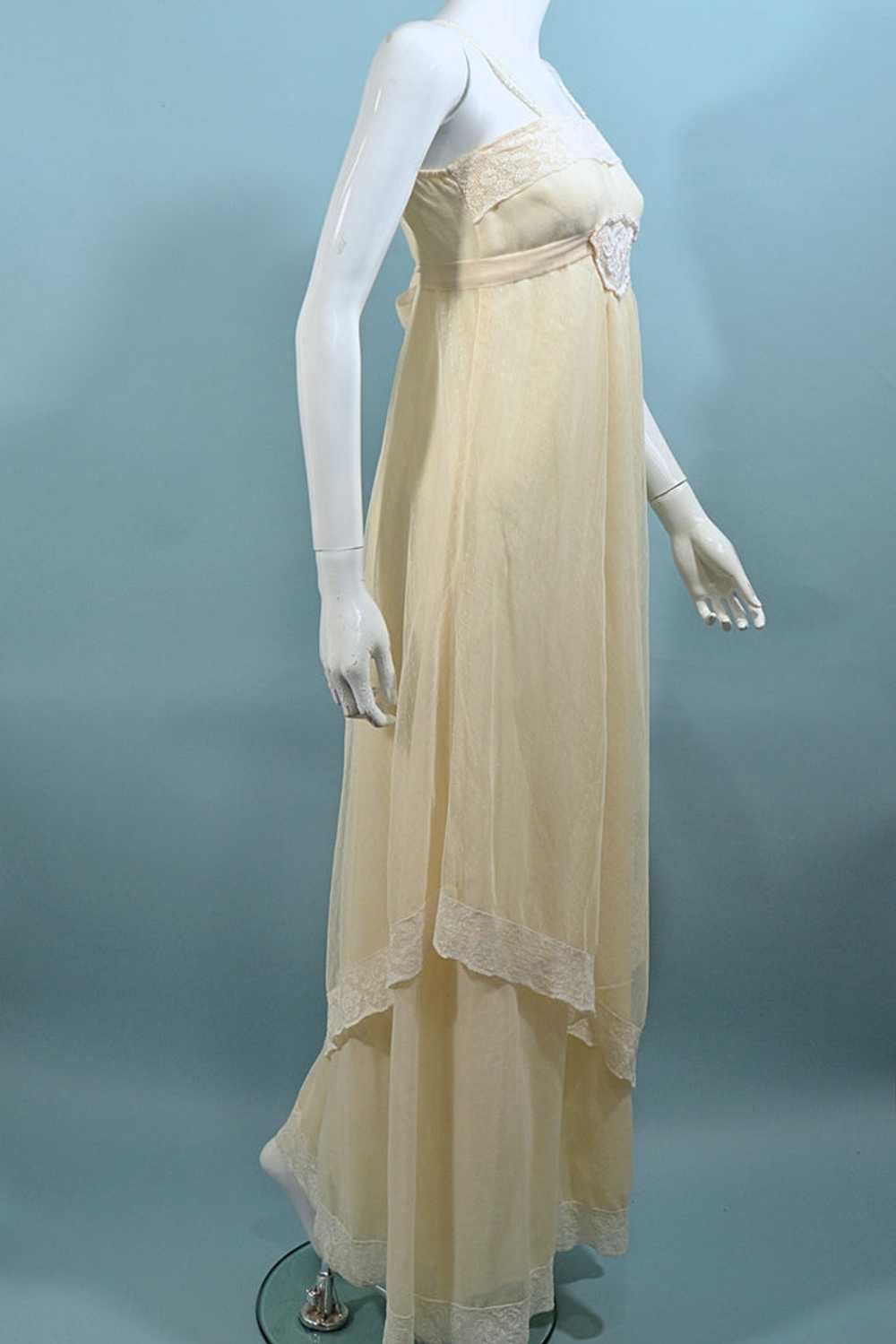 Vintage Cream Sheer Lace Maxi Dress, 20s Style Co… - image 4