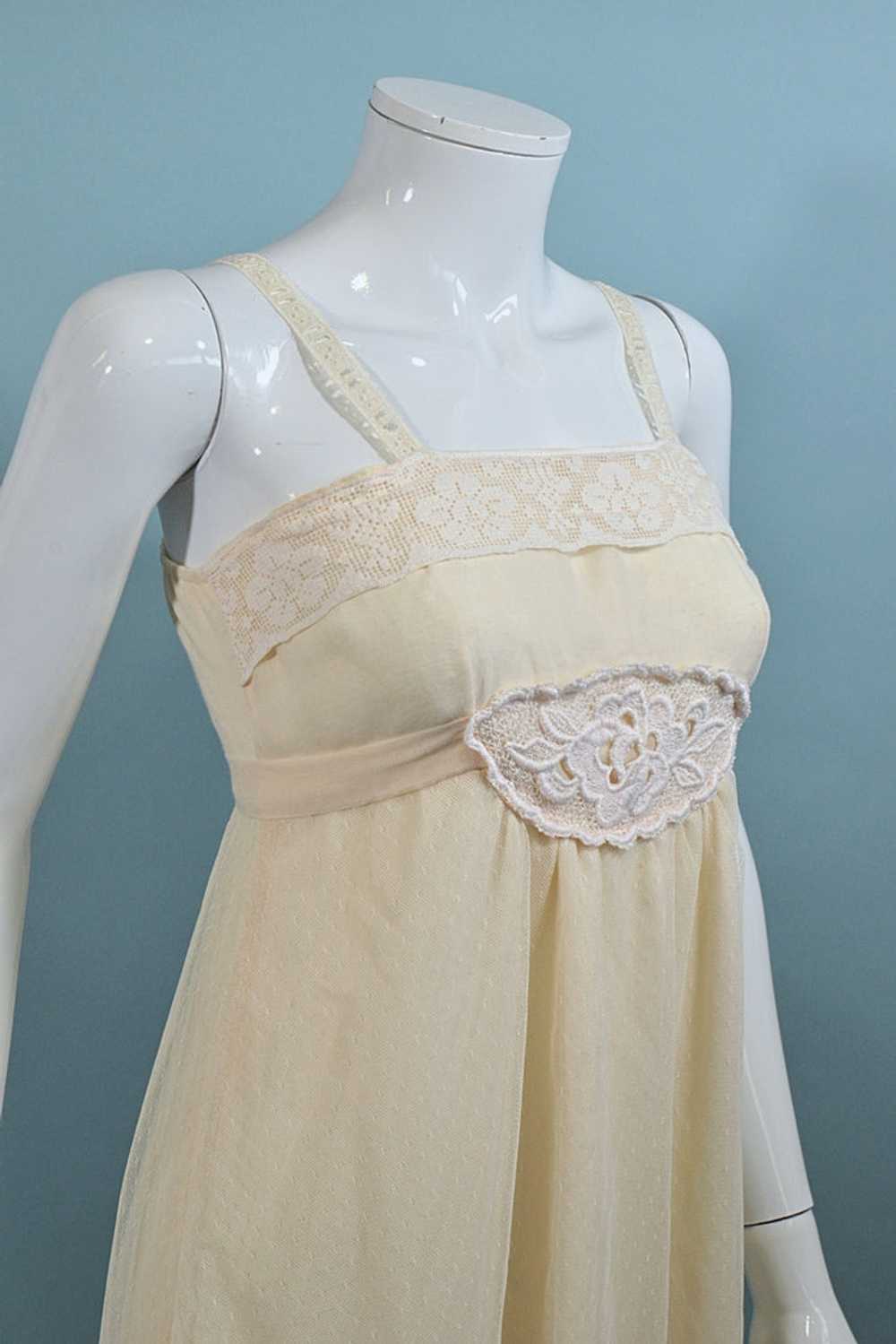 Vintage Cream Sheer Lace Maxi Dress, 20s Style Co… - image 6