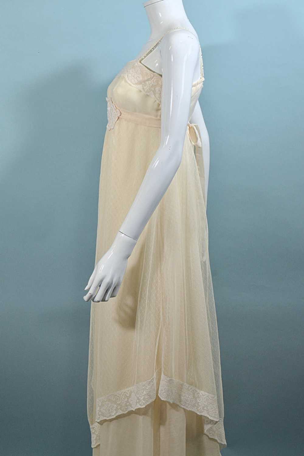 Vintage Cream Sheer Lace Maxi Dress, 20s Style Co… - image 7