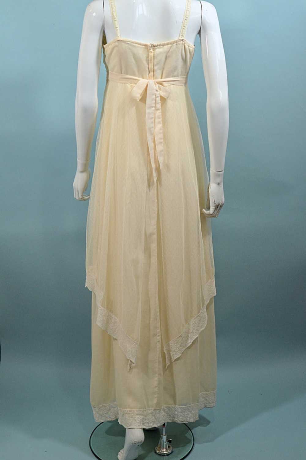 Vintage Cream Sheer Lace Maxi Dress, 20s Style Co… - image 9