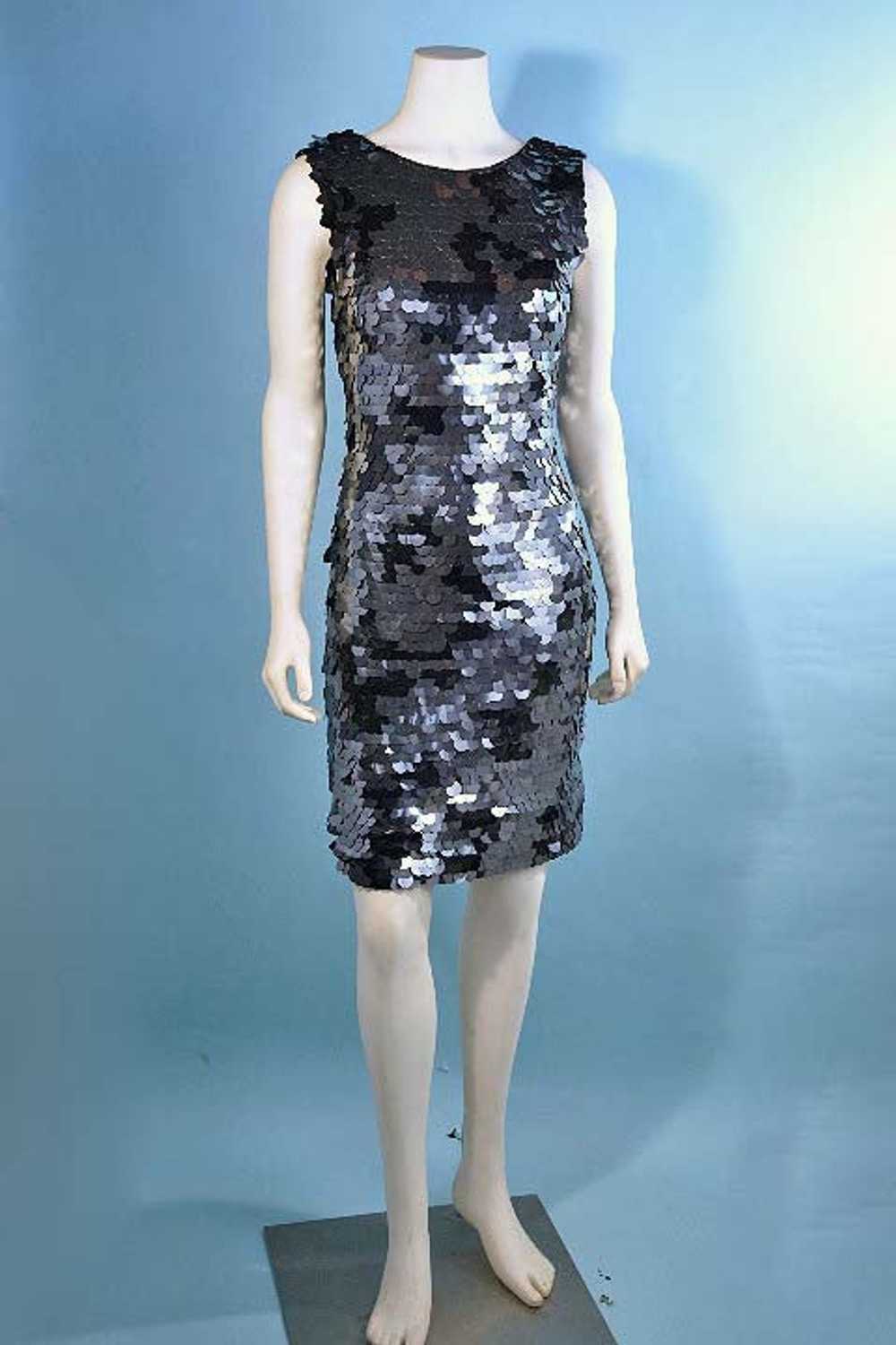90s Black Sequin/Beaded Cocktail Party Dress, Bla… - image 3