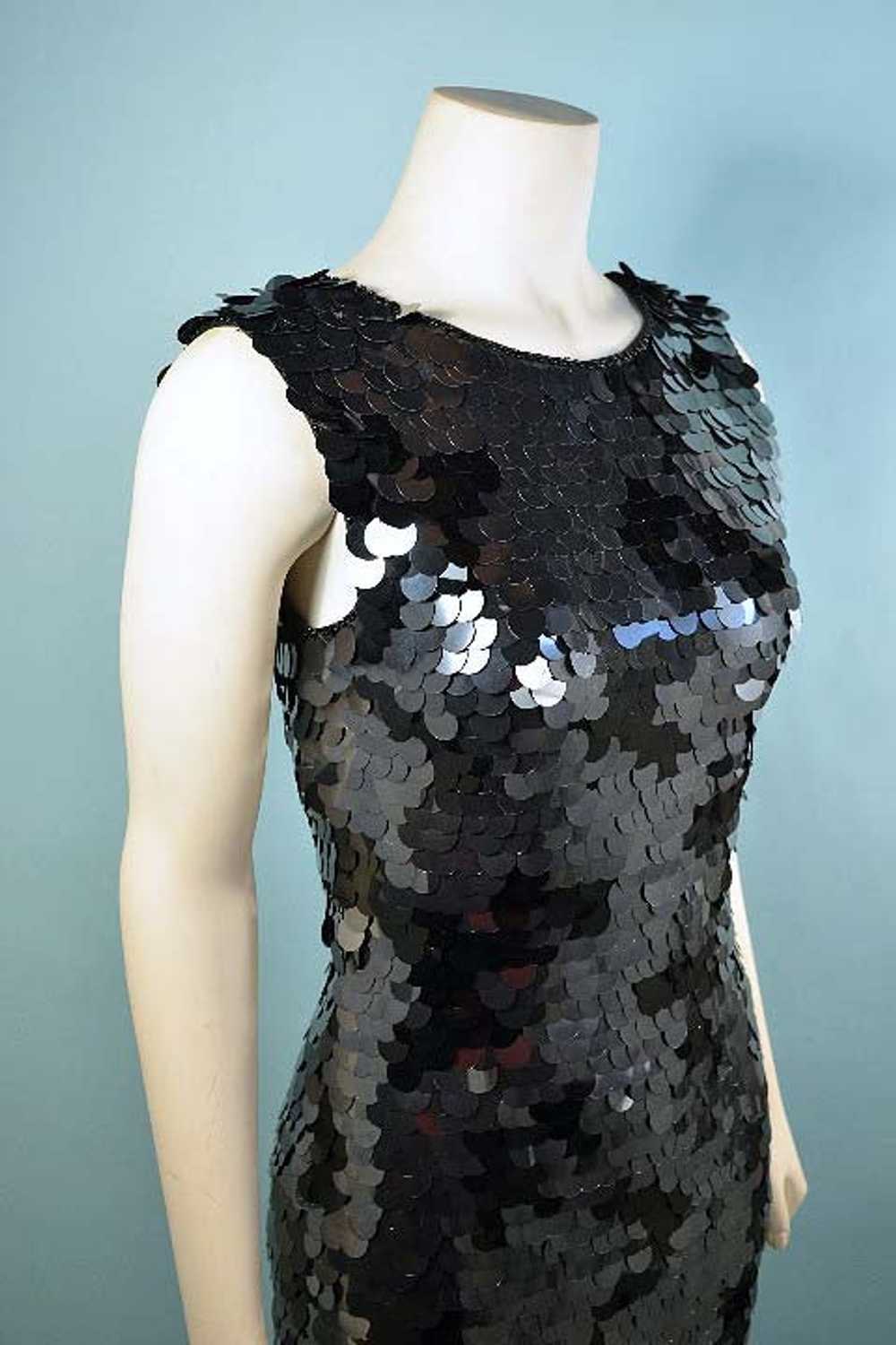 90s Black Sequin/Beaded Cocktail Party Dress, Bla… - image 6