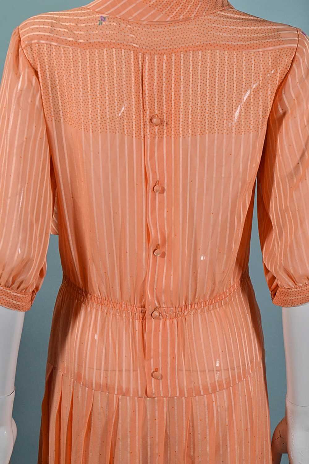 Vintage 70s Does 30s Floral Print Dress, Peach Se… - image 9