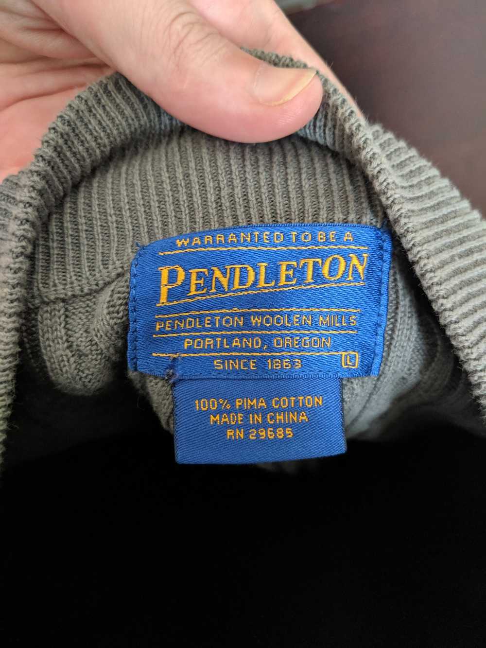 Pendleton Grey 1/4 zip cable knit sweater - image 2