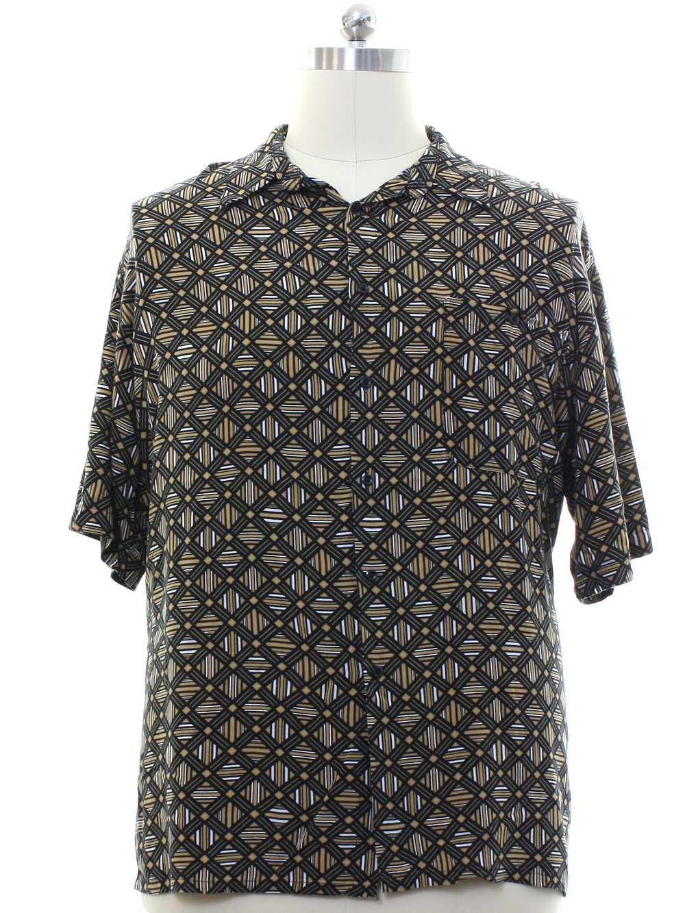 1990's Puritan Mens Rayon Graphic Print Sport Shi… - image 1