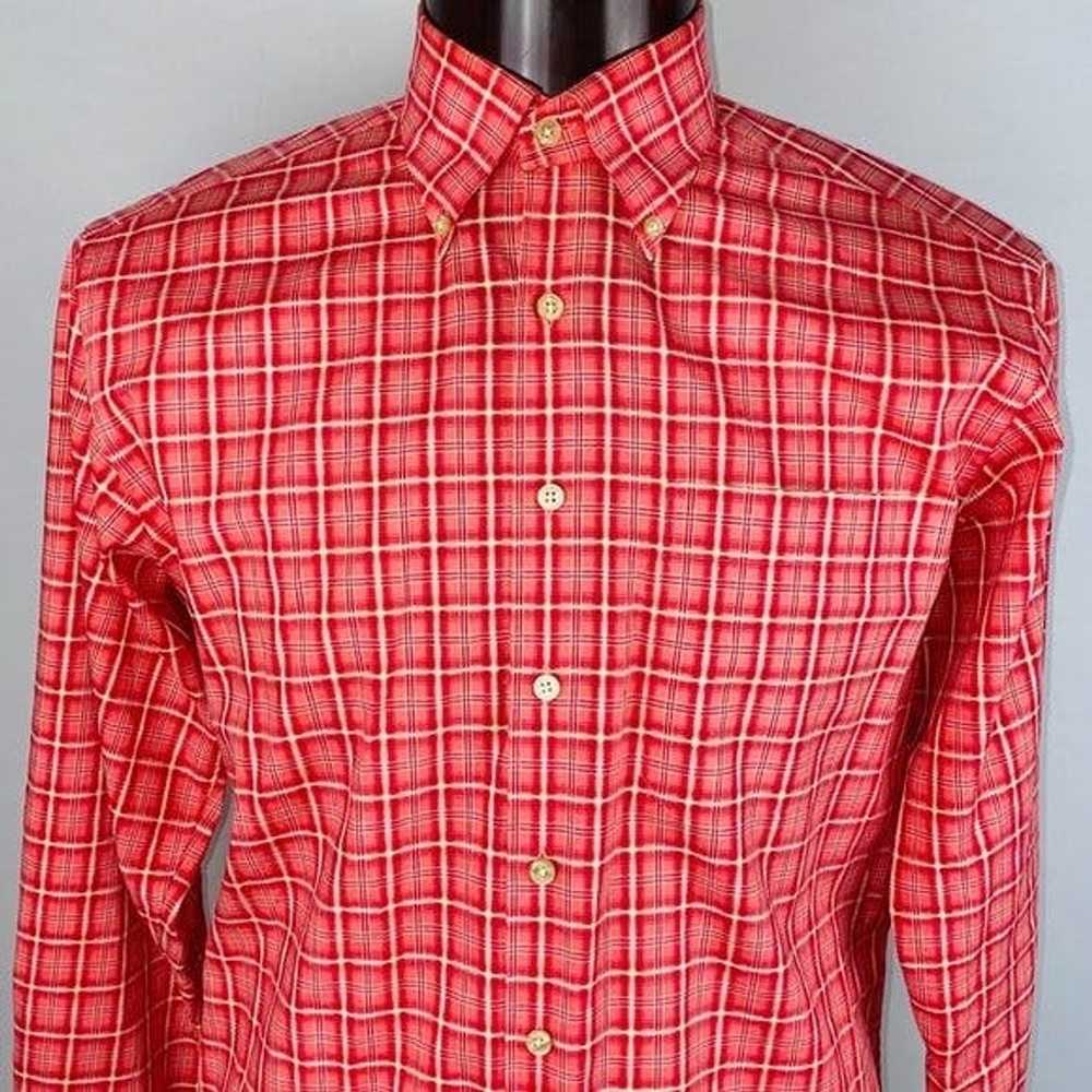 Orvis Orvis Salmon Pink Orange Plaid Button Down … - image 2