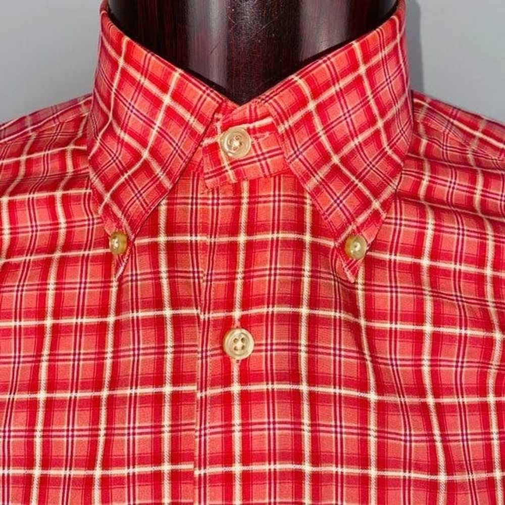 Orvis Orvis Salmon Pink Orange Plaid Button Down … - image 3