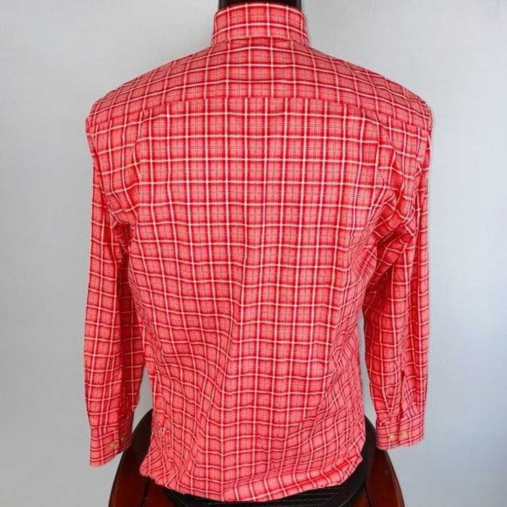 Orvis Orvis Salmon Pink Orange Plaid Button Down … - image 4