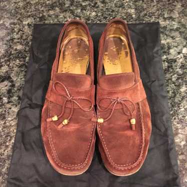 Gucci Red suede Gucci loafers - image 1