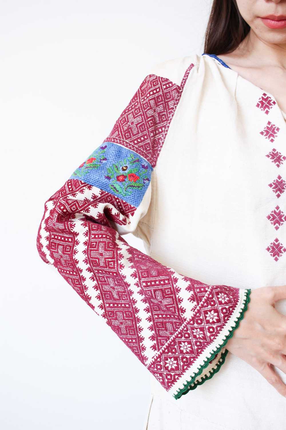 1960s Eastern European Embroidered Linen Dress - image 10