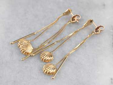 18K Gold Shell Tassel Drop Earrings - image 1