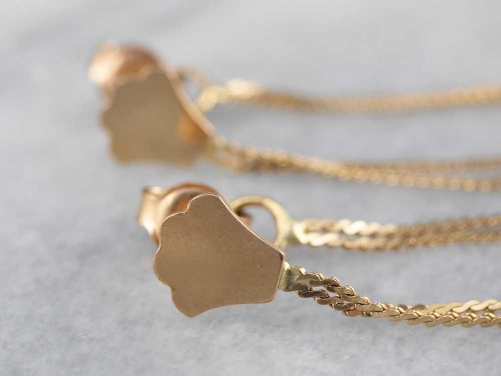 18K Gold Shell Tassel Drop Earrings - image 5