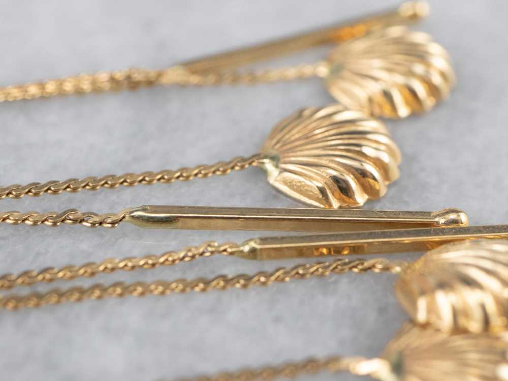 18K Gold Shell Tassel Drop Earrings - image 6