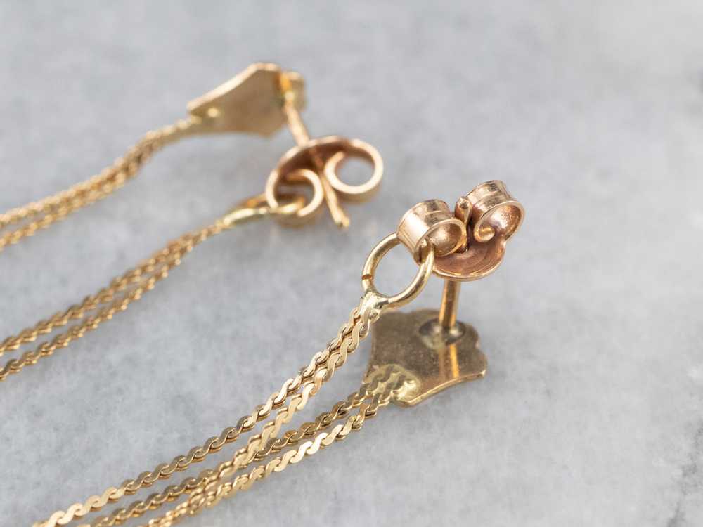 18K Gold Shell Tassel Drop Earrings - image 7