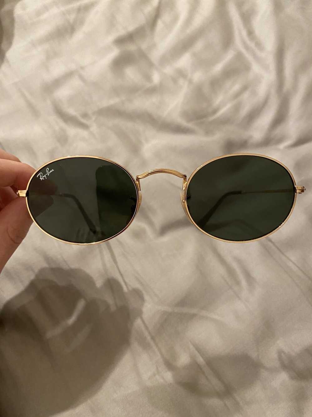 RayBan Ray Ban Gold Flat Oval Sunglasses - image 1