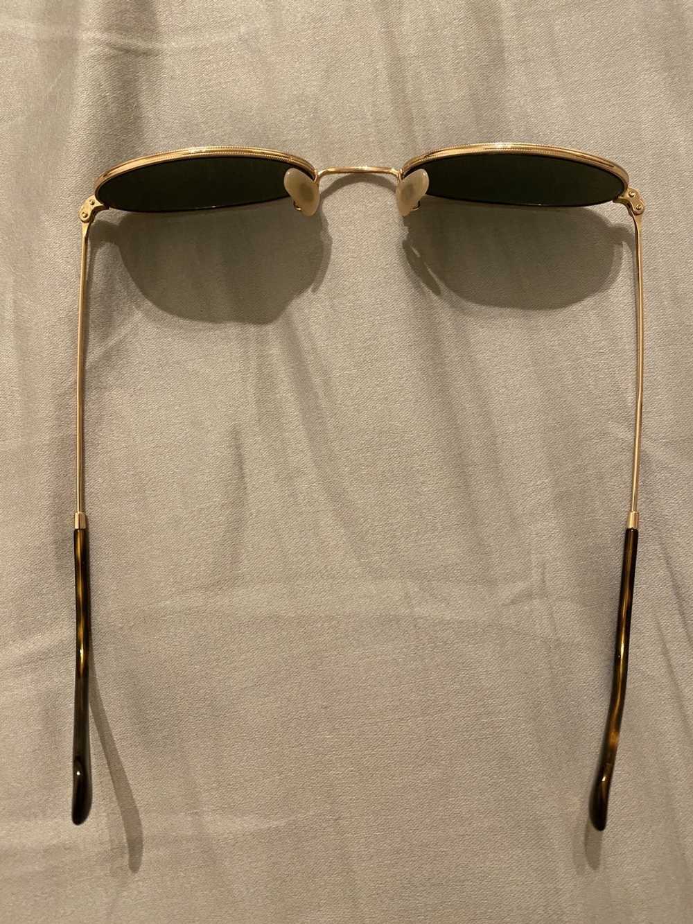 RayBan Ray Ban Gold Flat Oval Sunglasses - image 5