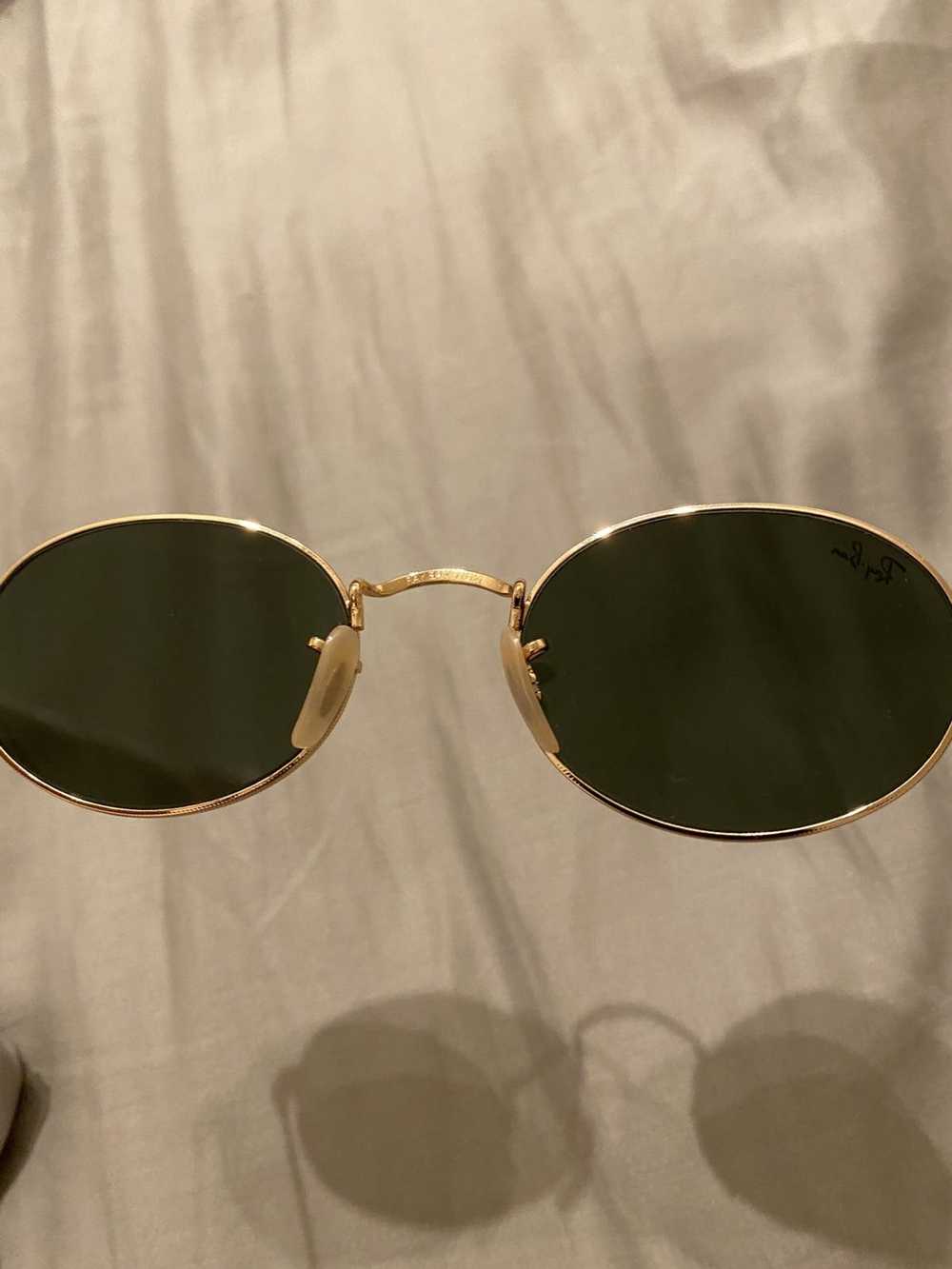 RayBan Ray Ban Gold Flat Oval Sunglasses - image 8