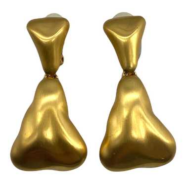 Vintage Anne Klein Matte Gold Pendant Earrings - image 1