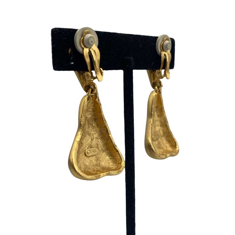 Vintage Anne Klein Matte Gold Pendant Earrings - image 2