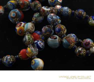 Vintage Murano Millefiori Bead Necklace - image 1