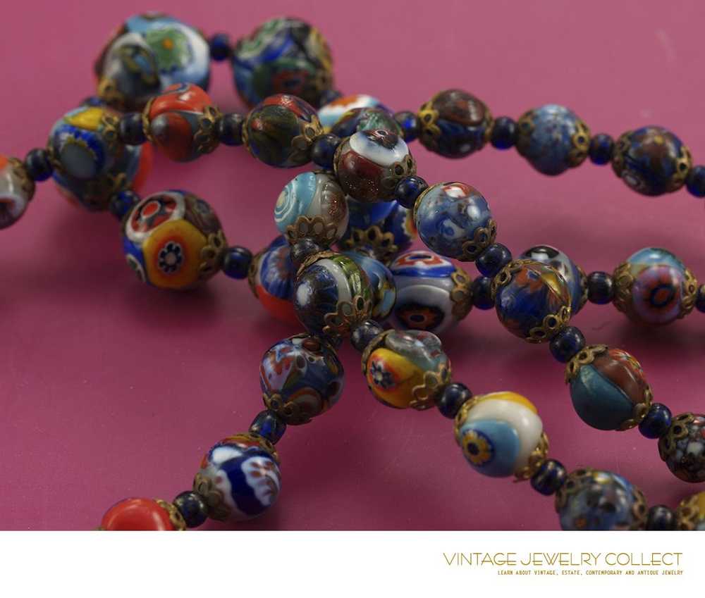 Vintage Murano Millefiori Bead Necklace - image 3