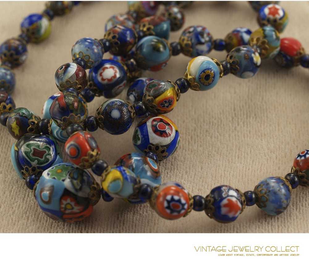 Vintage Murano Millefiori Bead Necklace - image 4