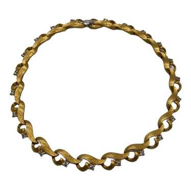 Vintage Gold-tone Rhinestone Collar Necklace - image 1