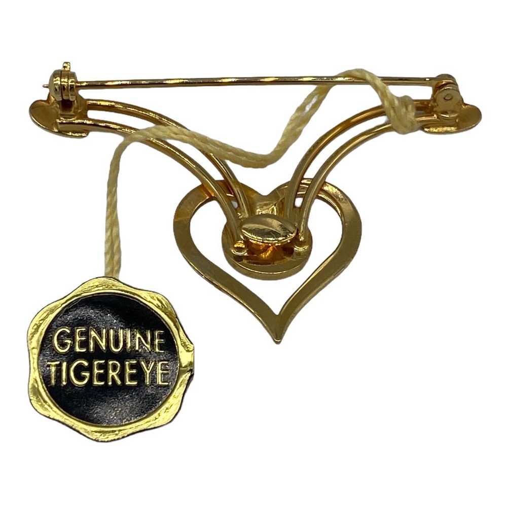 Vintage 1970s Sweetheart Pin with Genuine Tigereye - image 3