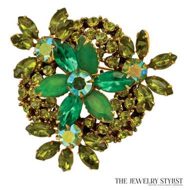 Multi Layered Peridot and Apple Green Rhinestone … - image 1