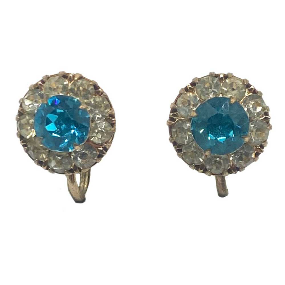 1940-Early 1950s Blue Topaz and Crystal Rhineston… - image 1
