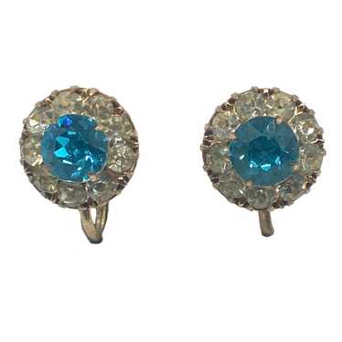1940-Early 1950s Blue Topaz and Crystal Rhineston… - image 1