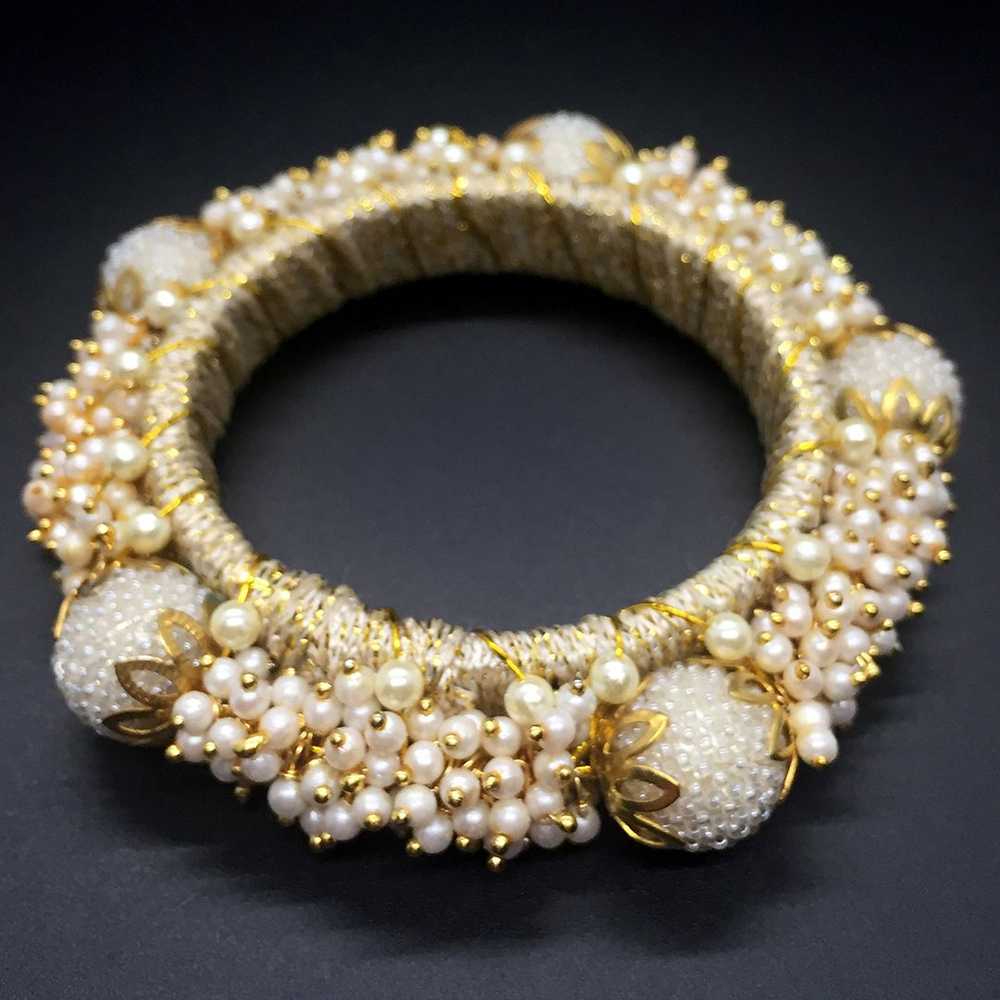 Beautiful vintage Hand-wrapped Bridal Bangle Brac… - image 1