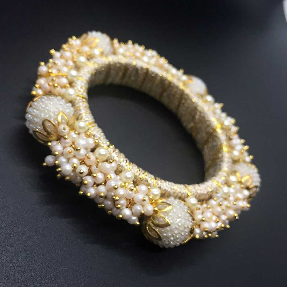 Beautiful vintage Hand-wrapped Bridal Bangle Brac… - image 3