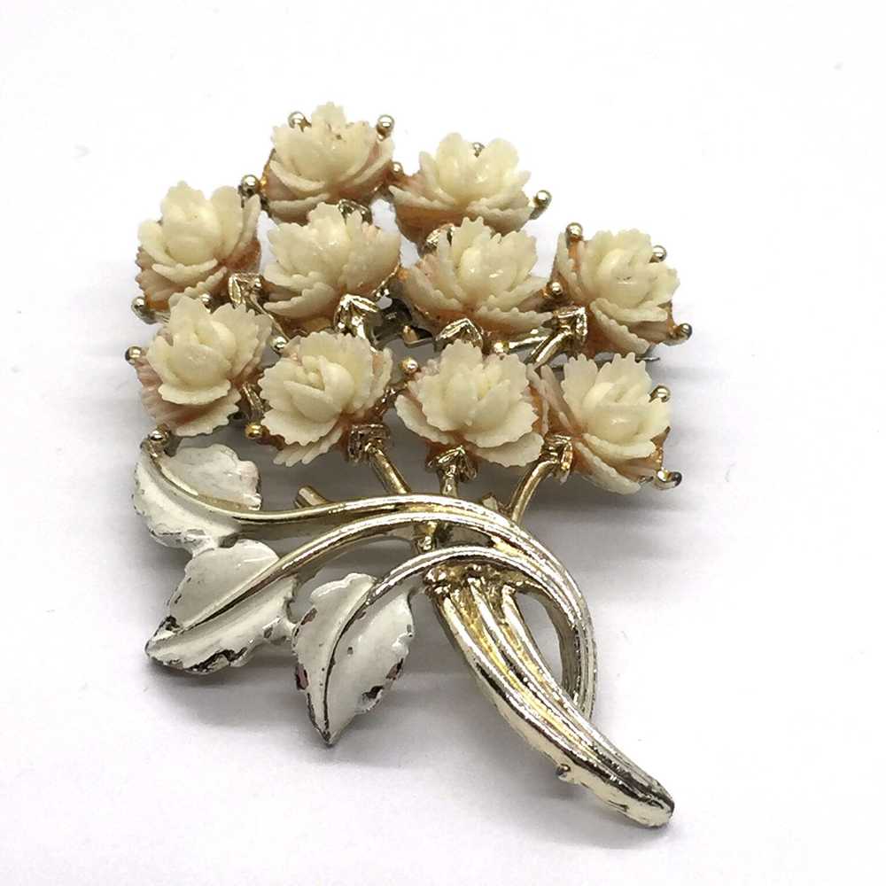 Floral Bouquet Brooch with Molded Flowers by JJ - image 1