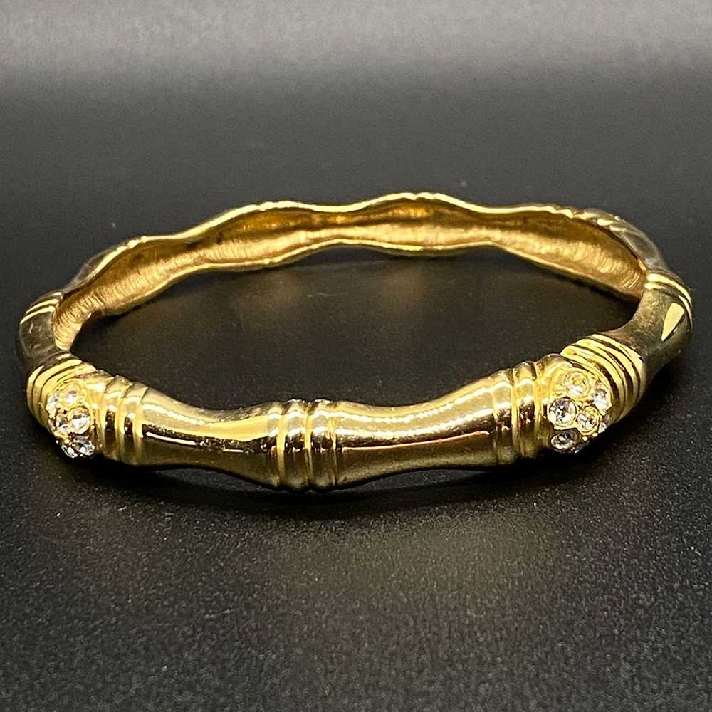 Vintage Gold Tone Bangle Bracelet with Rhinestone… - image 3