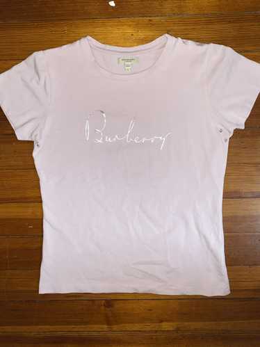 Burberry Women's Pink Burberry Logo Tee SZ L