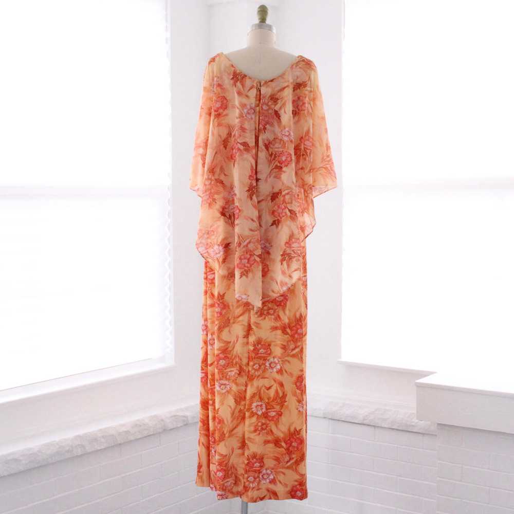 70s Floral Cape Dress - image 7