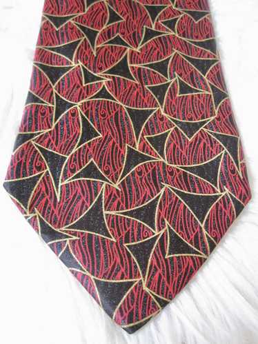 Brioni Brioni Red & Black Silk Tie MCM Abstract Ge