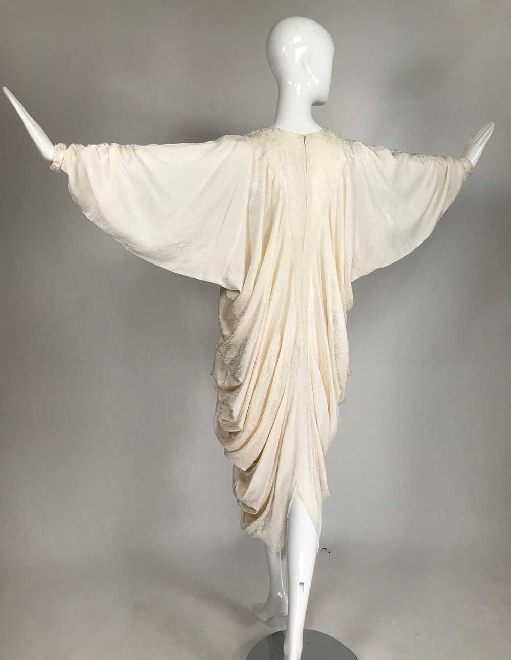 Alik Singer Cream Silk Jacquard Satin Bias Draped… - image 11