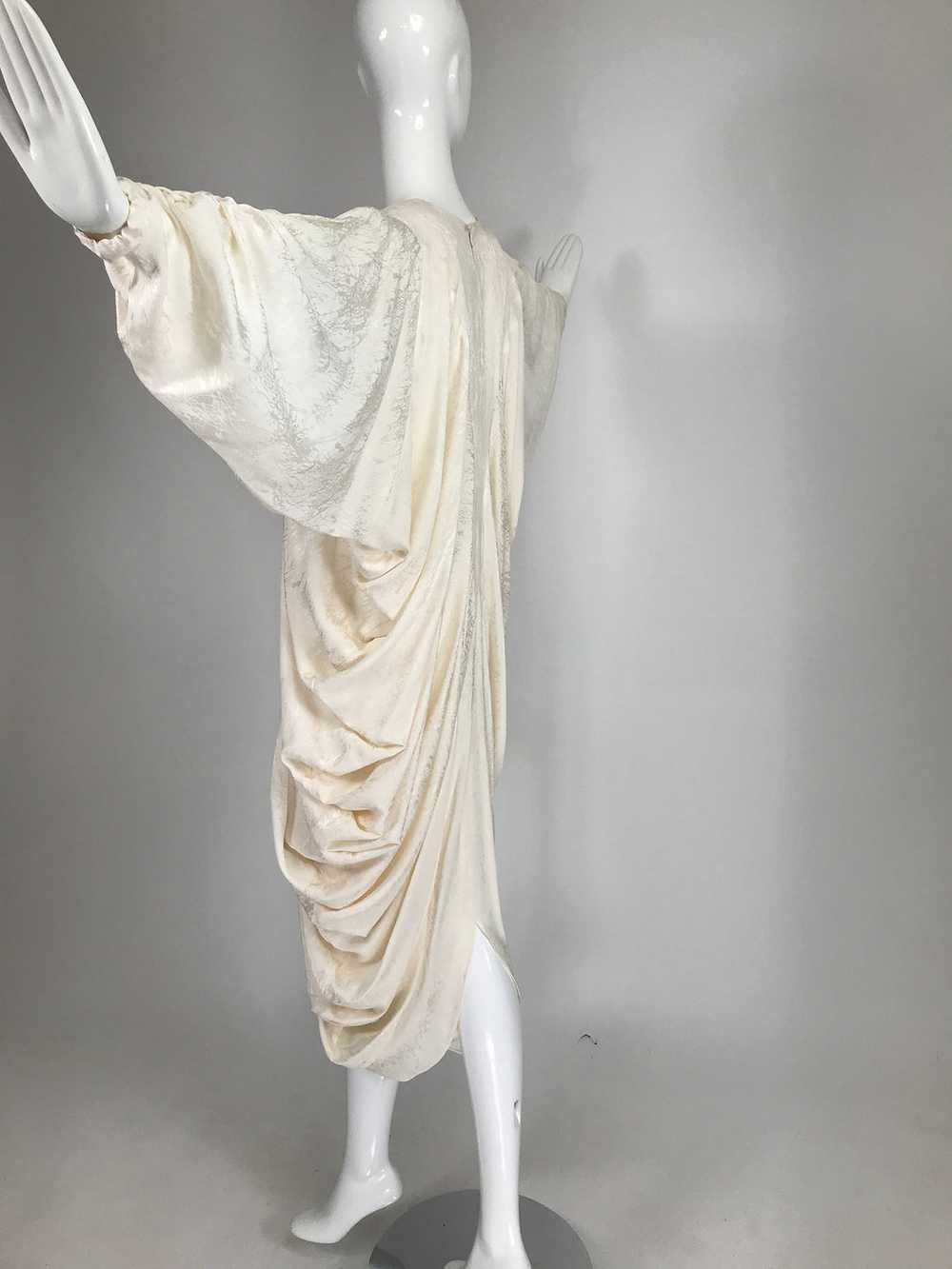 Alik Singer Cream Silk Jacquard Satin Bias Draped… - image 8