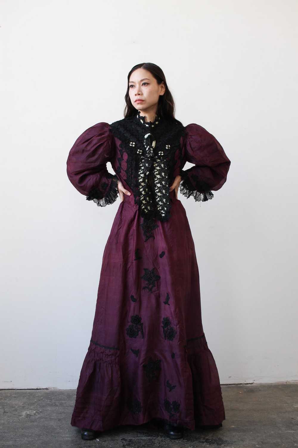 Victorian Violet Silk Bodice Skirt Set - image 1